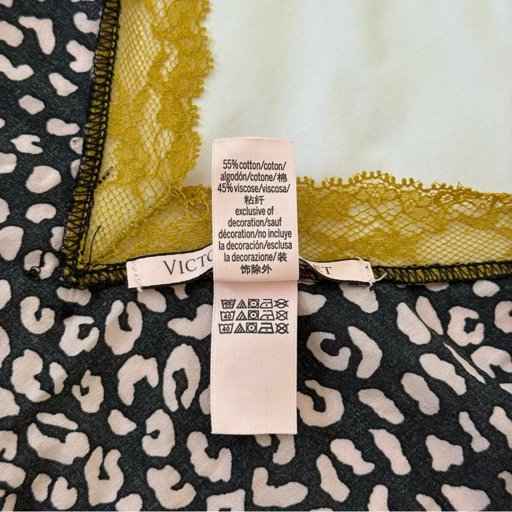 Victoria’s Secret Lace Trim Tank Top Cami Pink Leopard Gold Polka Dot Sexy Sleep - Image 4