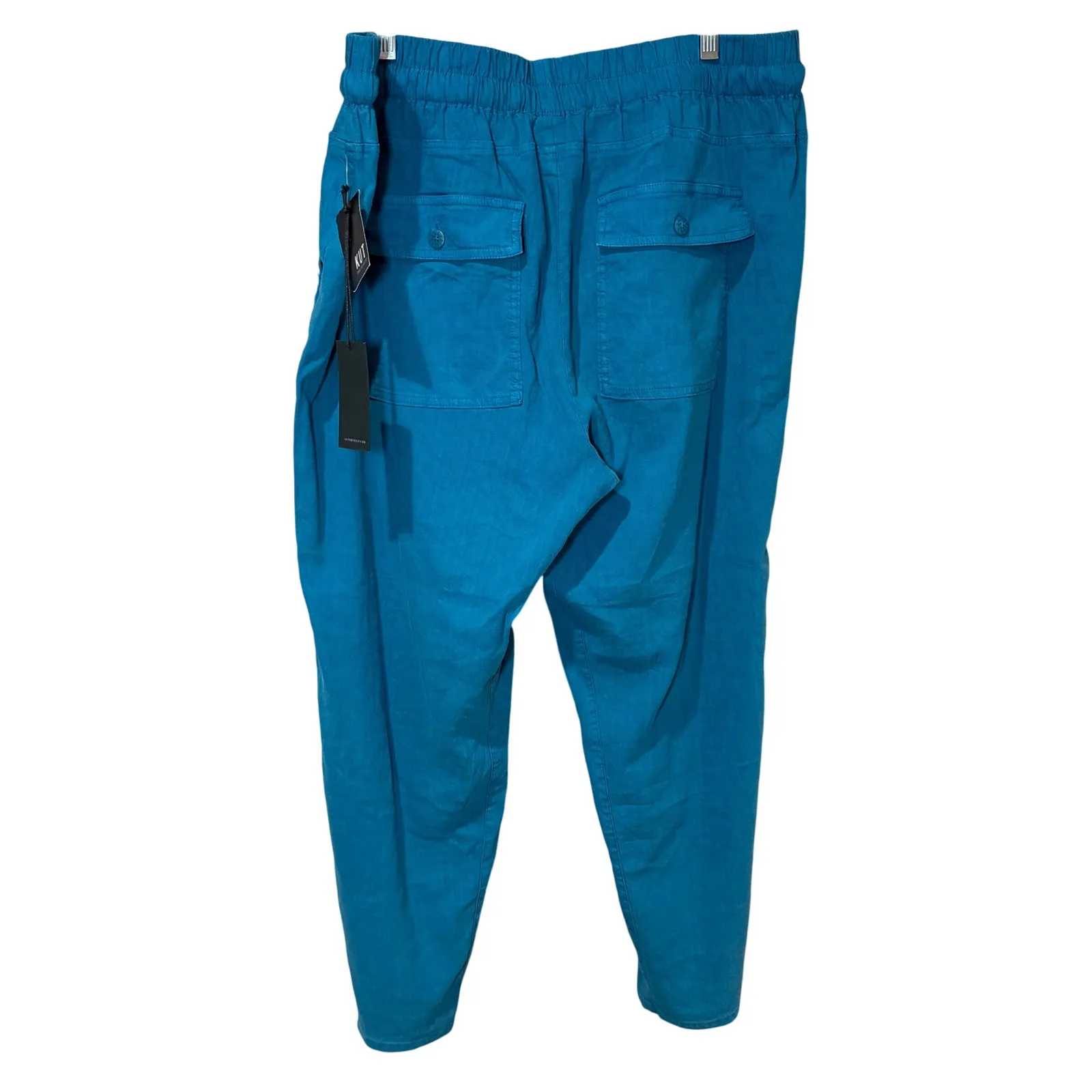 Kut from the Kloth Drawstring Cropped Pants Linen Blend Cerulean Blue Size XL - Image 5