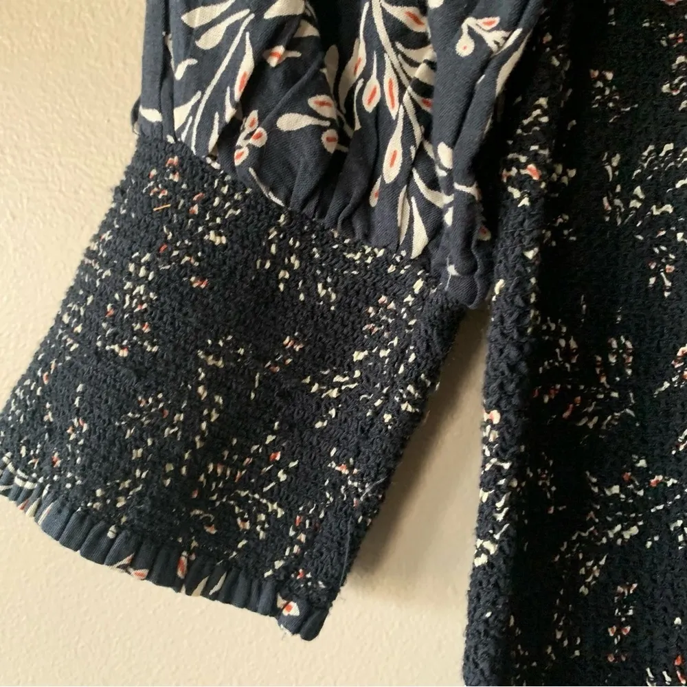 NWOT Zara Penny Ruched Black Floral Linen Blend Boho Midi Dress Size Small - Image 8