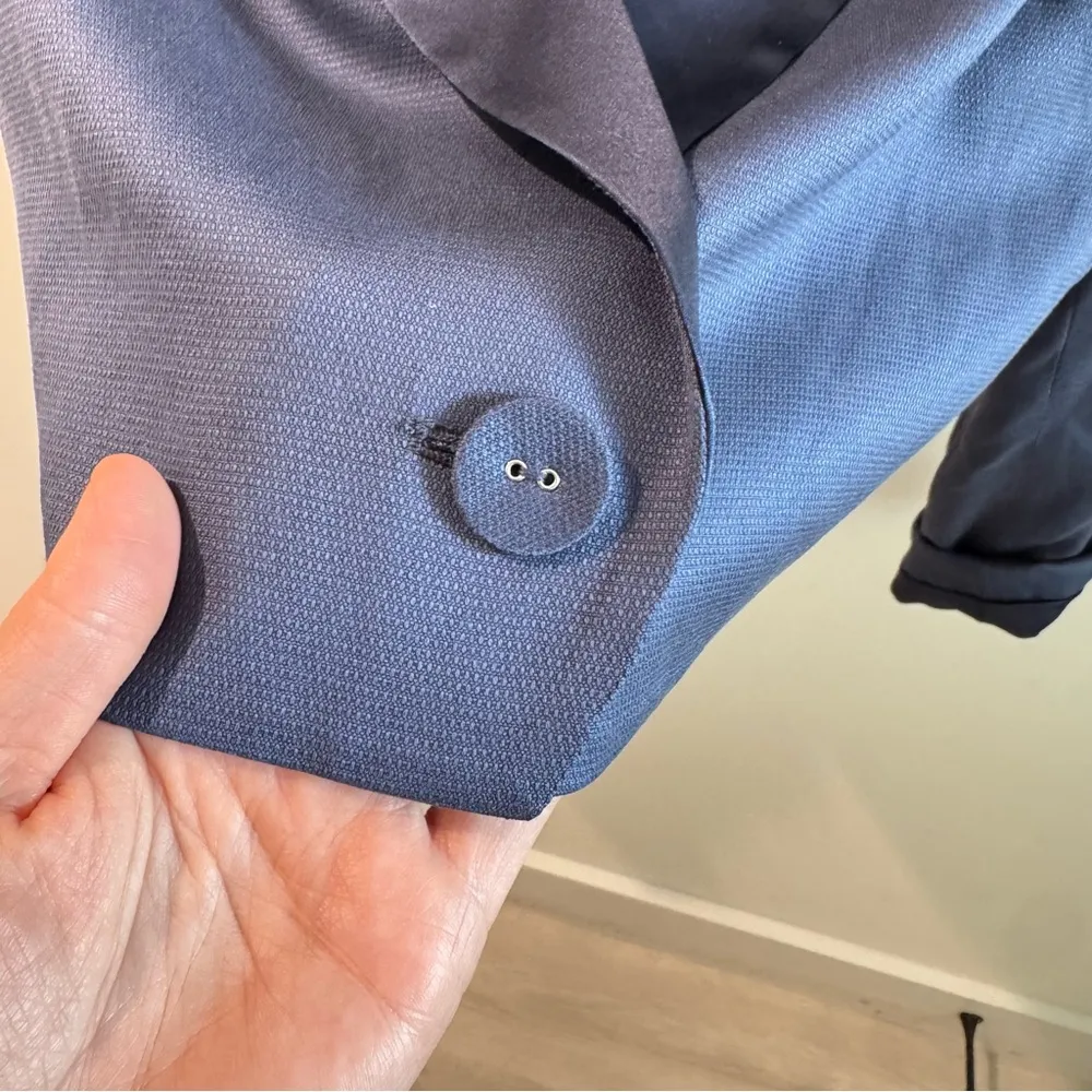 Fleur du Mal Wool Silk Blend Navy Cropped Blazer Size 6 Blue - Image 5