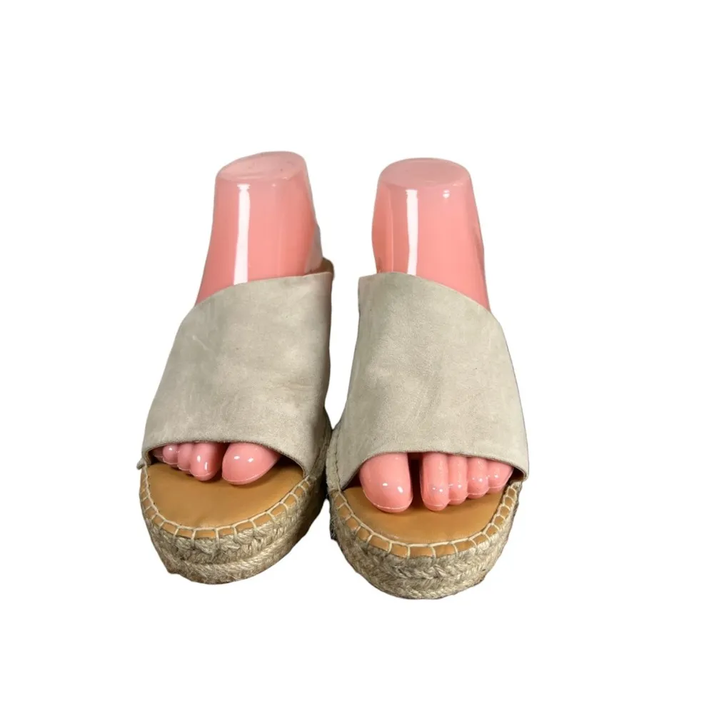 Preston & York Espadrille Wedge Cream Suede Size 9.5 - Image 3