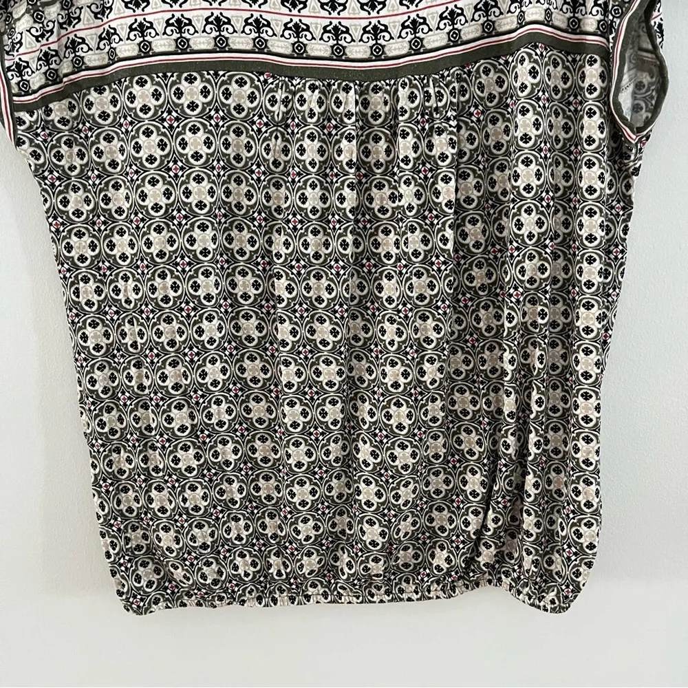 Max Studio Sage and Black Boho Short Sleeve Elastic Waist Size XL - Image 3