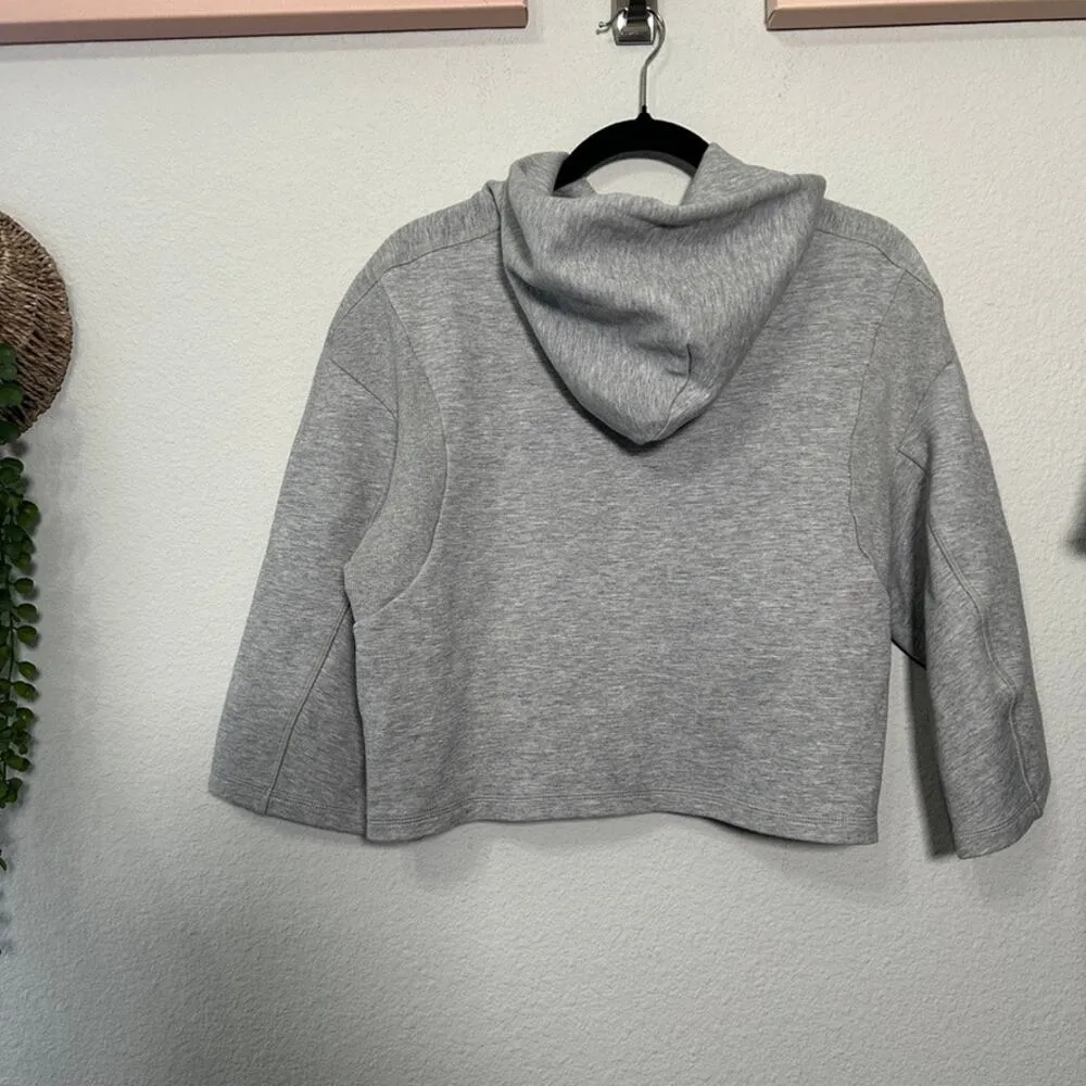 Adidas Performance VRCT Hoodie Grey Heather Crop Barrel Small Oversized Y2K 90s - Image 6