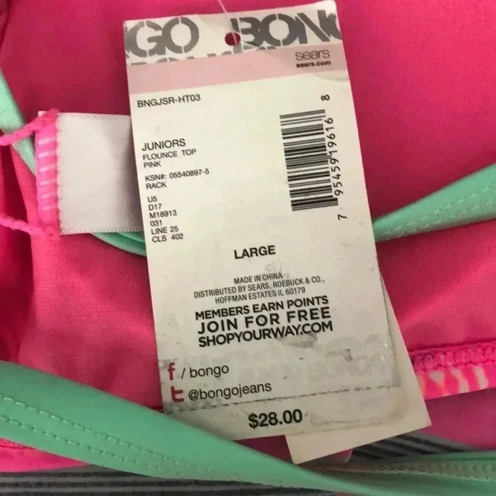 🆕Bongo Multi-Colored Stripped Flounce Bikini Top L🆕 - Image 6