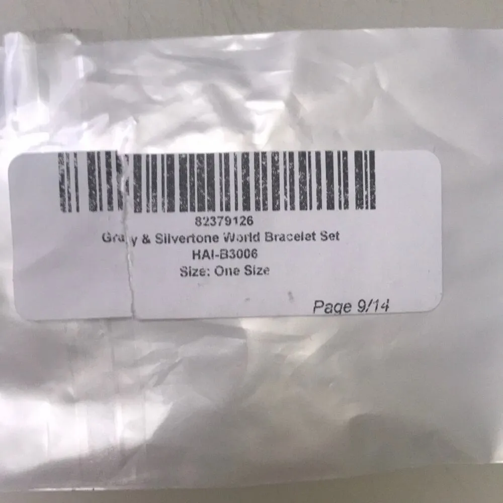 NYC Golden Grey Silver tone World Bracelet Set of 4 - Image 2