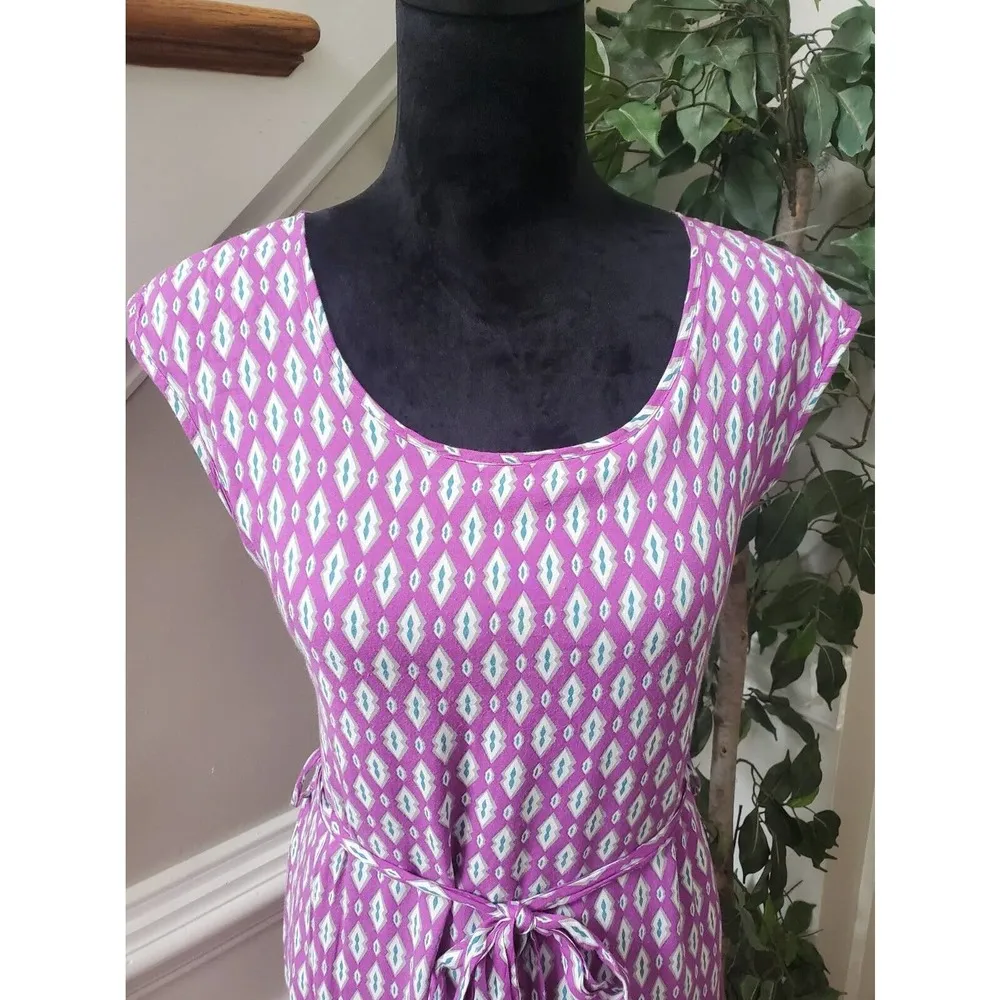 Market & Spruce Women Multicolor Rayon Round Neck Sleeveless Knee Length Dress S - Image 3