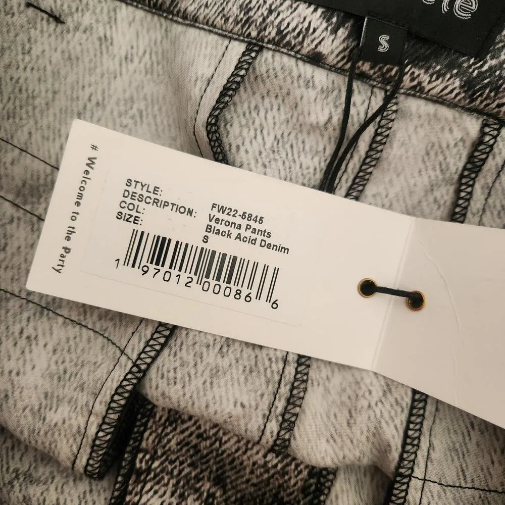 Retrofete Verona Silk Pant in Black Acid Denim Size Small NWT Wide Leg - Image 9