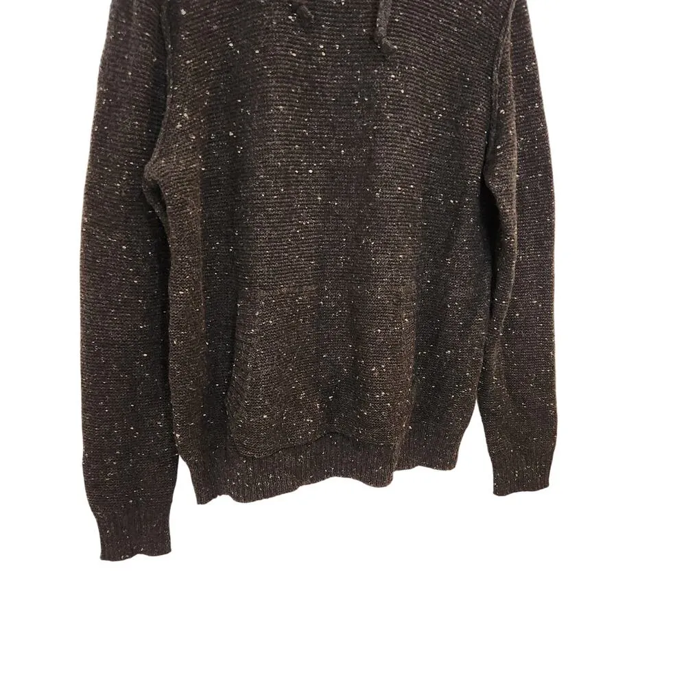 American Eagle Outfitters Hooded Pullover Knit Baja Sweater Speckled Brown Large - Image 4