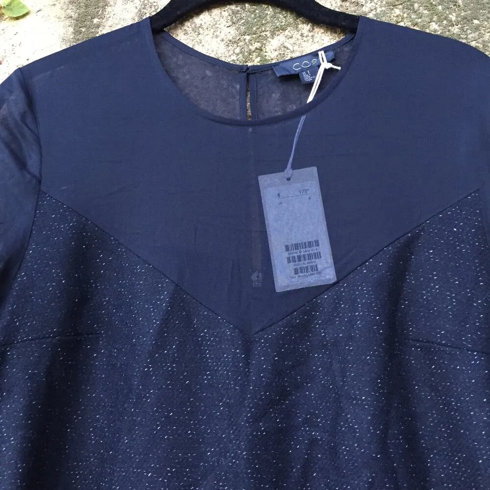 NEW COS Black Silk Wool Long Sleeve Dress 8 - Image 2