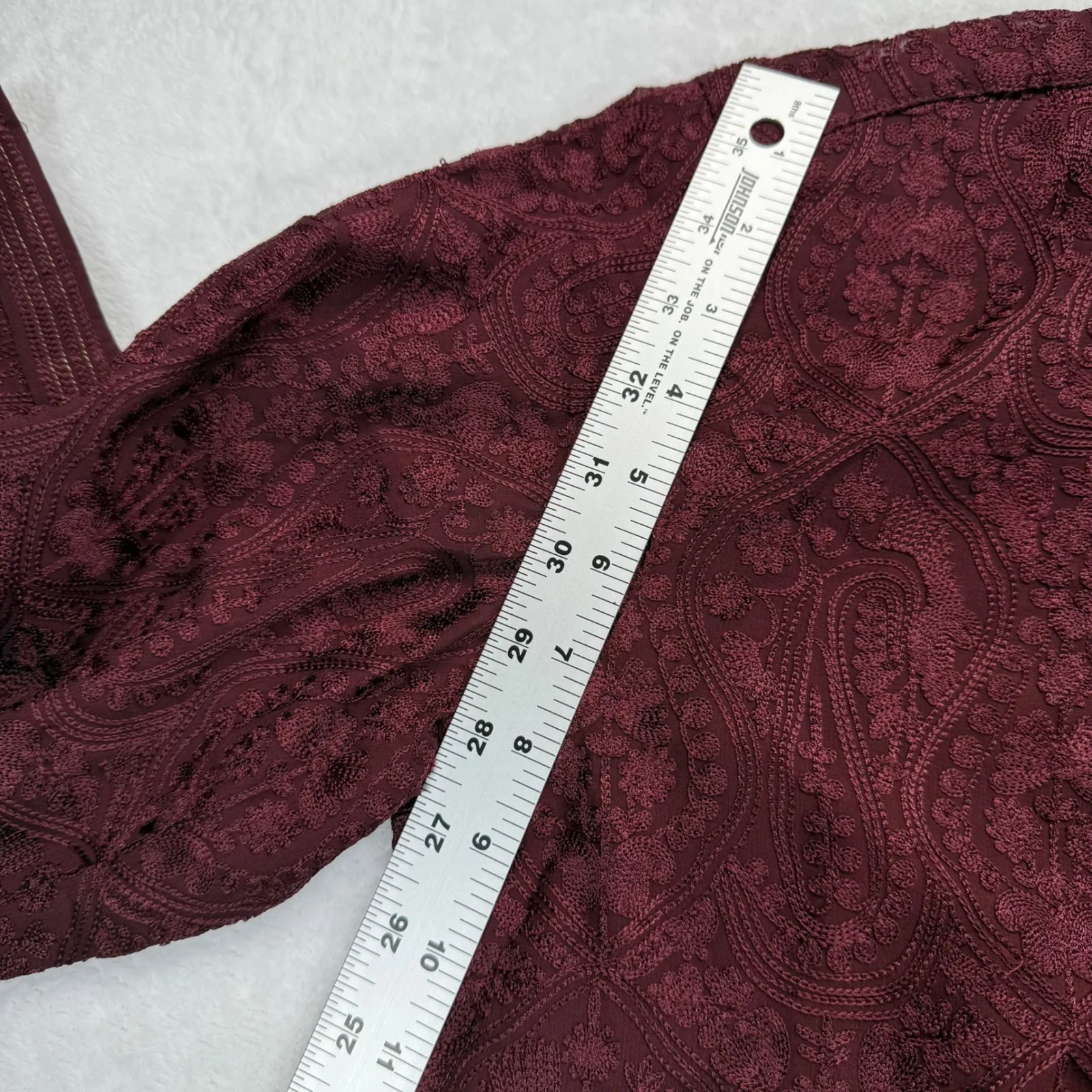 Twamev Kurta Wine Paisley Embroidered Indian Tunic Dress‎ Large Red - Image 7