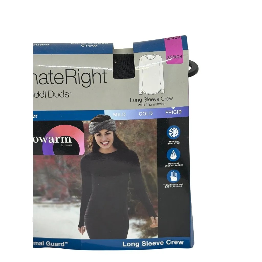 NWT Cuddl Duds ClimateRight XS Black Thermal Fleece Long Sleeve Base Layer Top - Image 2
