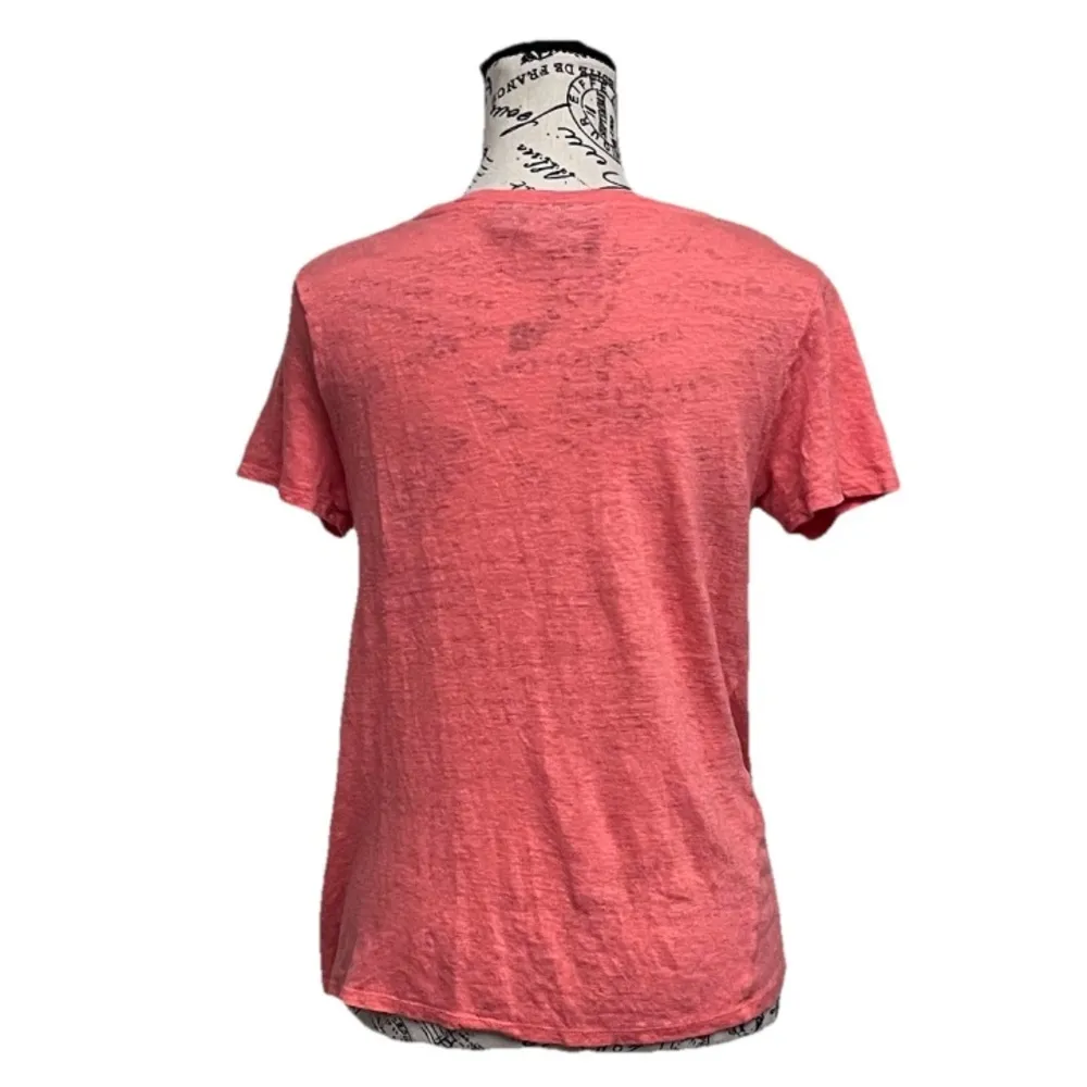 Rachel Roy Coral Linen Side Tie Top M Women’s Coastal Preppy Boho Summer Beach Pink Size M - Image 5