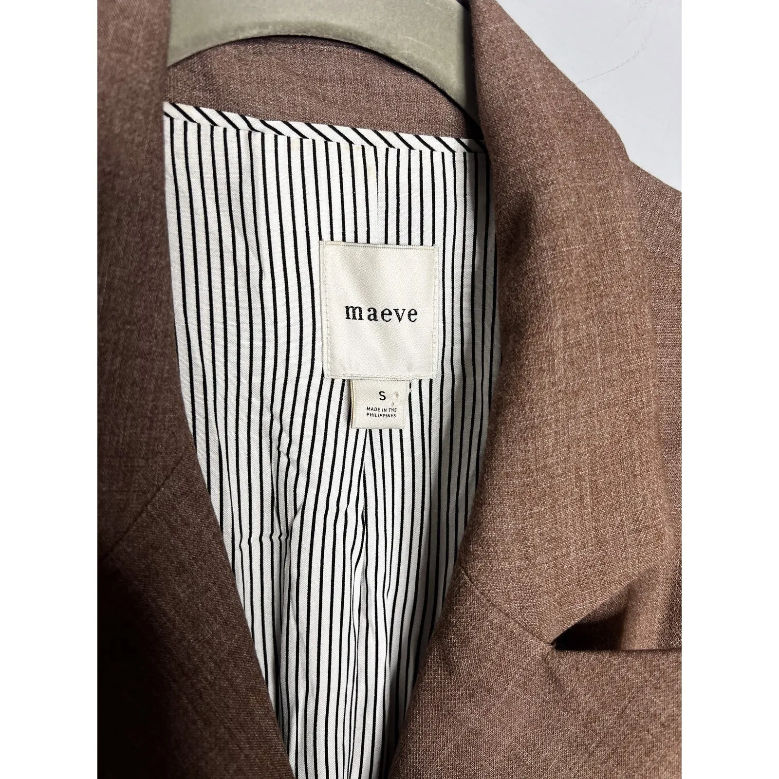 Anthropologie Maeve Oversized Blazer Jacket Size Small Double Breasted Brown - Image 8