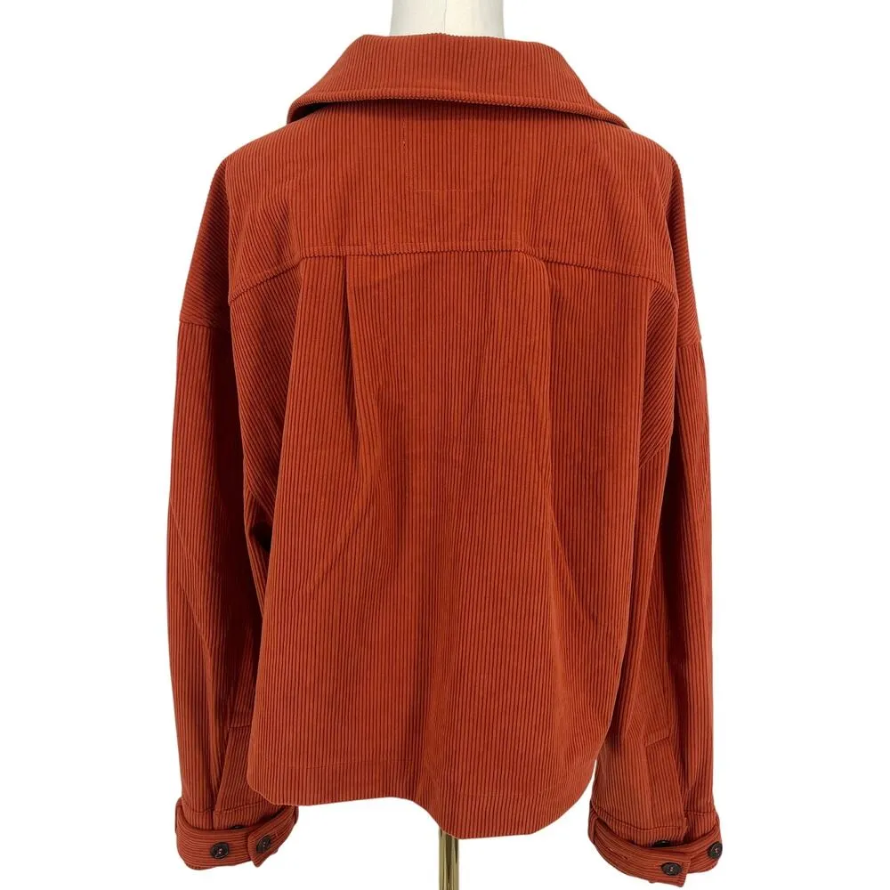 Avec Les Filles Relaxed Corduroy Shacket Oversized Burnt Orange Rust Size Large - Image 9