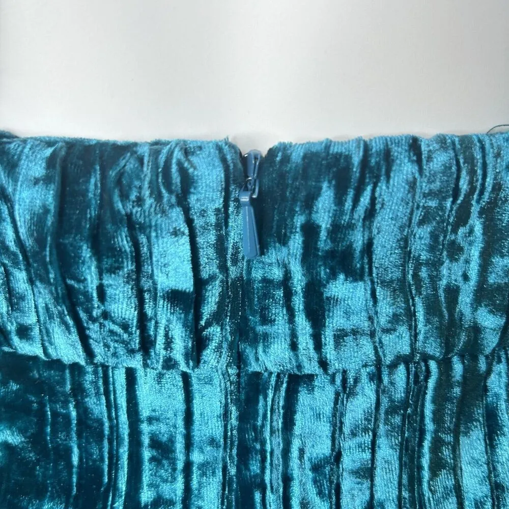 New Revolve NBD Abriel Mini Dress Velvet Teal Blue Green Size M Halter - Image 11