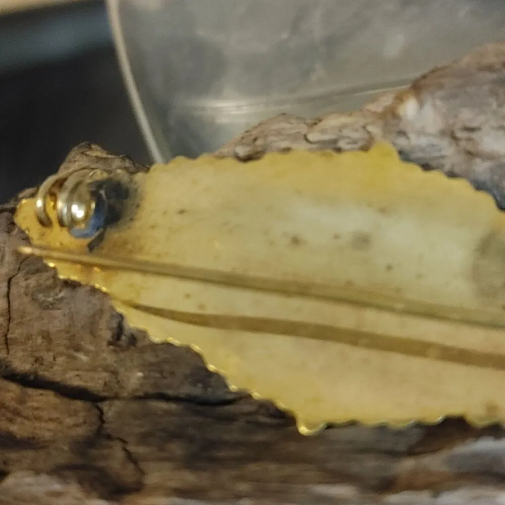 Antique Vintage Damascene Art Deco Gold Tone Silver Filigree Bar Brooch Pin FLAW - Image 15