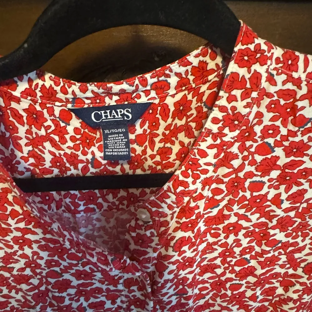 Chaps Red Floral Sleeveless Dress - Image 2