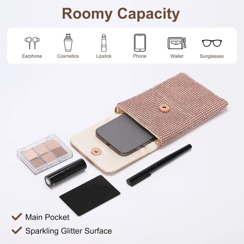 ⚡ Women's Light Pink Rhinestone Crystal Evening Crossbody Shoulder Bag - Image 5