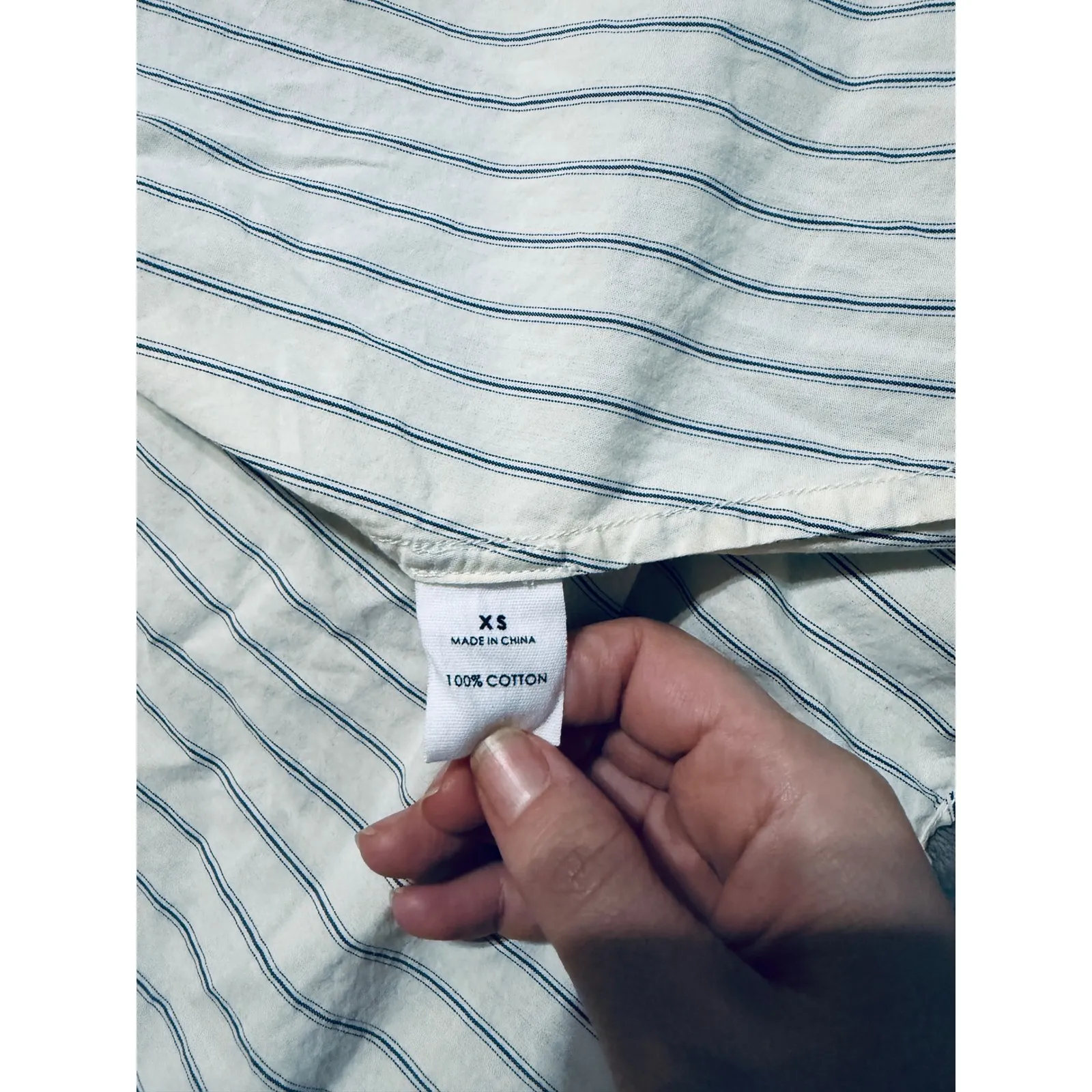 Pina Stripes Cream & Navy Women SZ XS Oversize 100% Cotton Causal Short Sleeve - Image 5