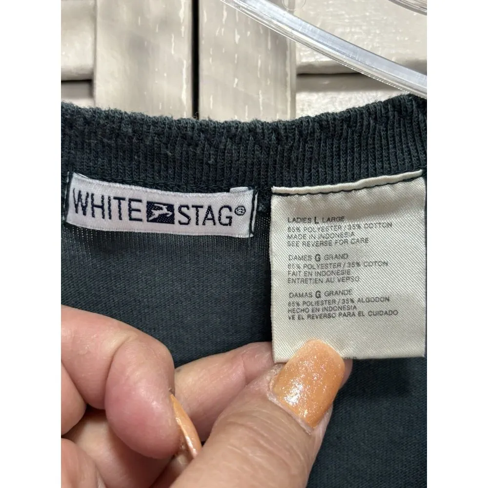 White Stag Green‎ Embroidered Button Up Sweater Size Large Long Sleeve - Image 3