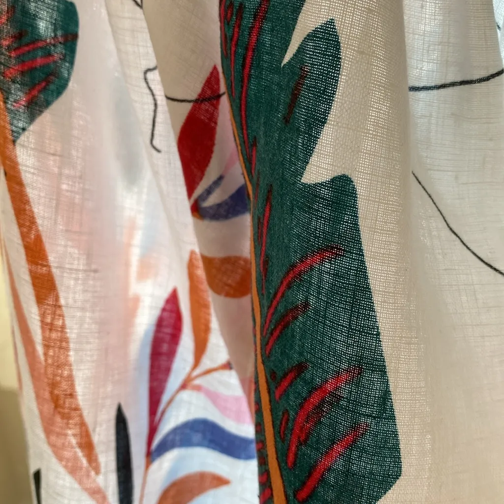 Cynthia Rowley 100% Linen Wide Leg Ankle Pull On Pants Tropical Flowers Pockets - Image 4