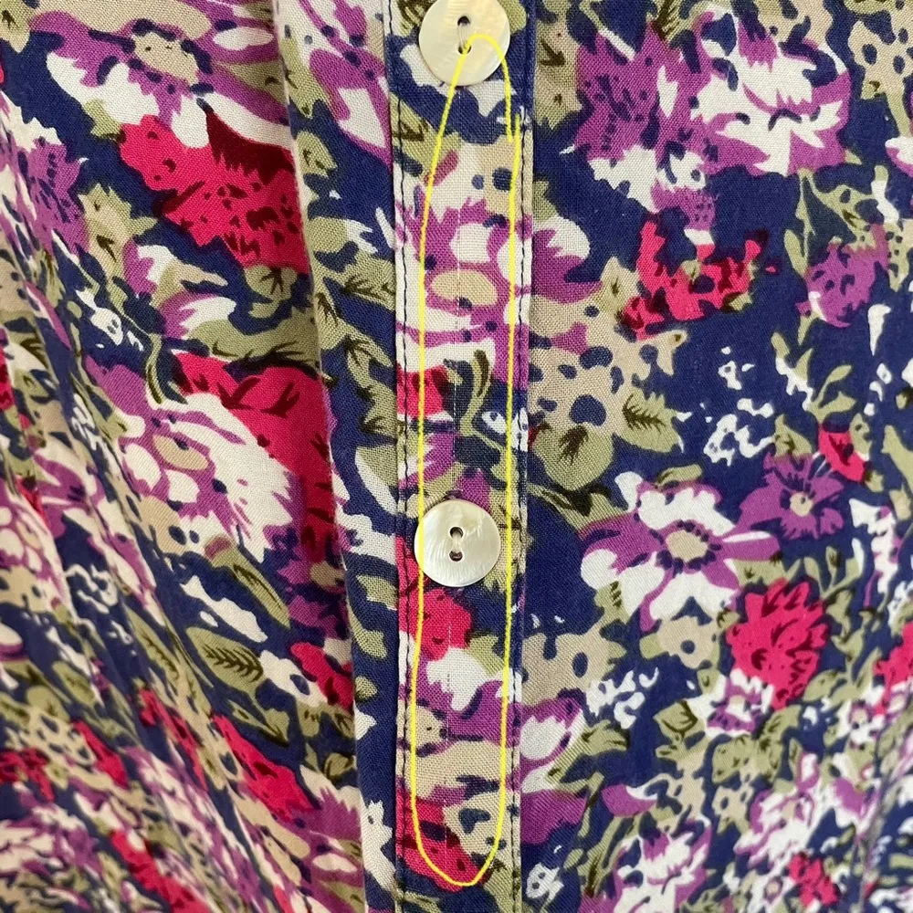 90s Vintage Floral Midi Dress Anthony Richards Pockets Full Button Cottagecore Purple Size XXL - Image 6