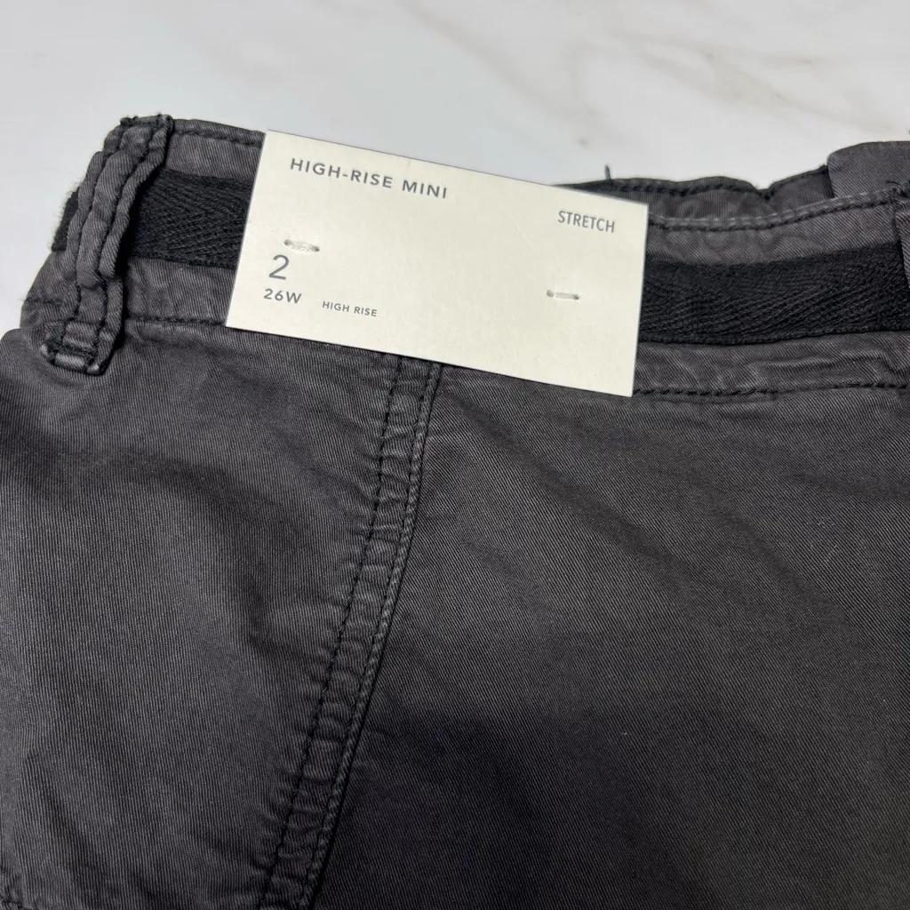 NWT American Eagle High Waisted Drawstring Mini Skirt Washed Black size 2 - Image 6