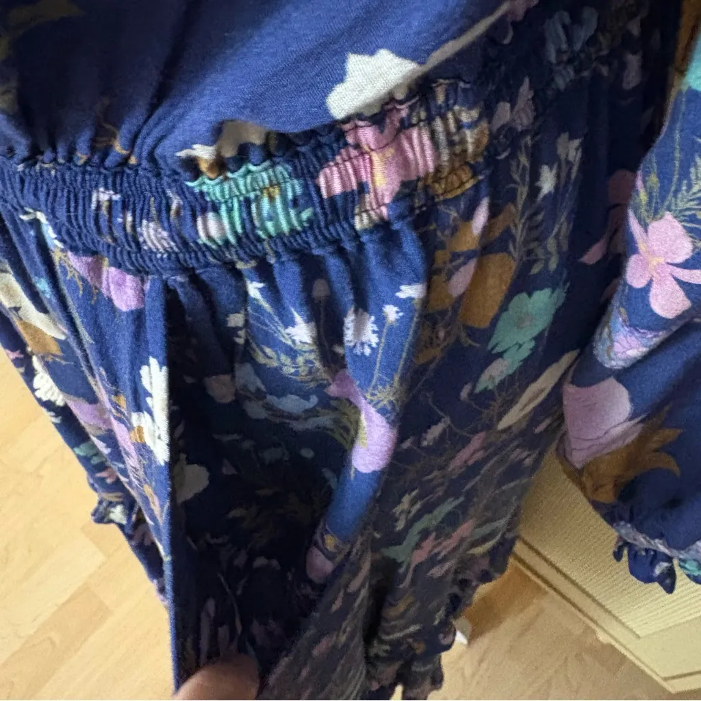 SPELL & THE GYPSY Collective Wild Bloom Midi Dress Navy Floral Print Size Medium Blue - Image 6
