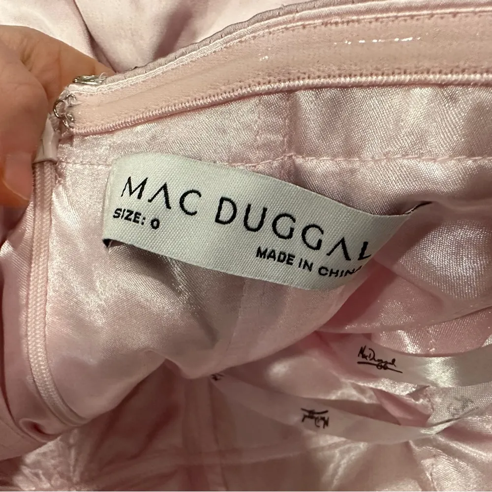 Mac Duggal 20688 Puff Sleeve Beaded Top Full Skirt Dress Blush Pink 0 - Image 7