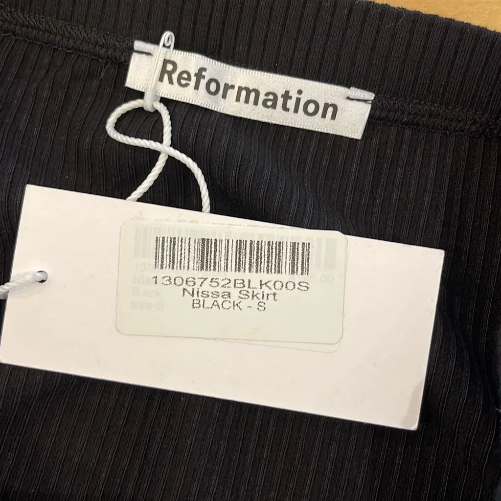 Reformation Womens Ribbed Knit Buttoned Midi Pencil Skirt Black Size‎ Small NWT - Image 5