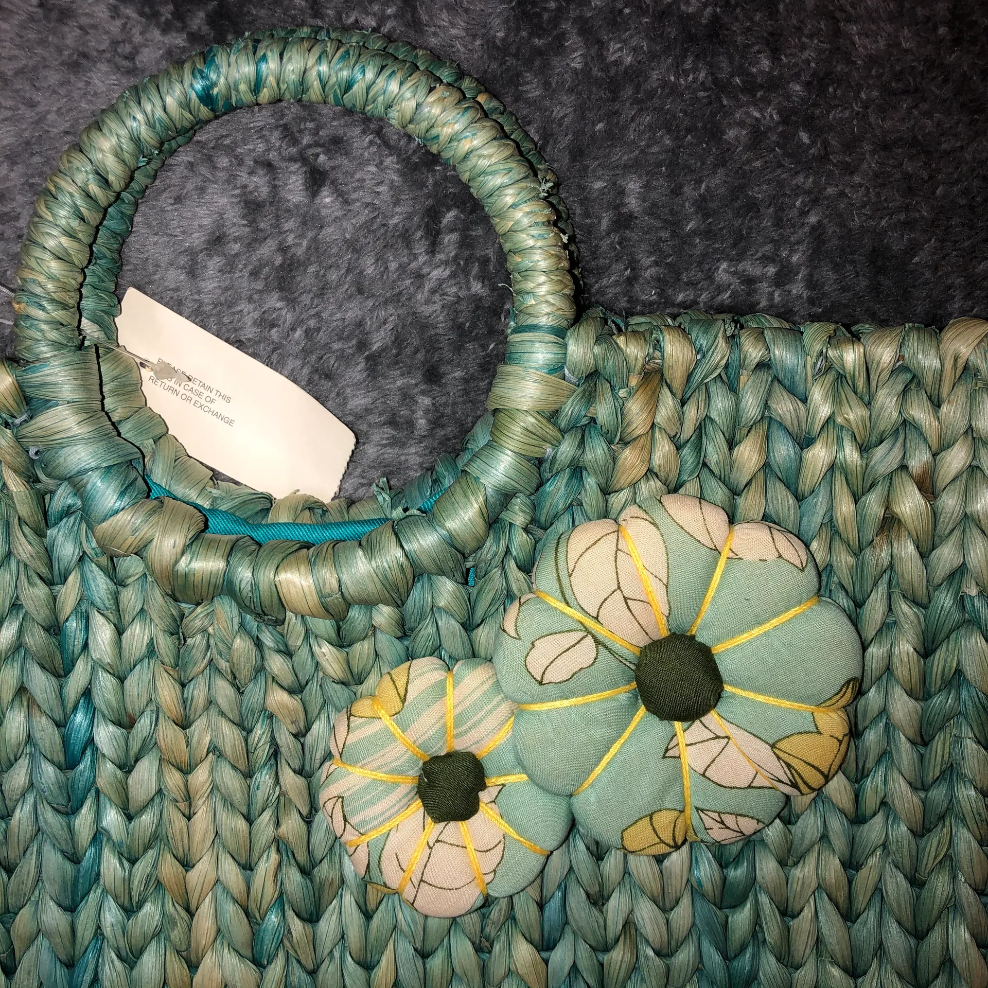 Super Cute  Loft Turquoise Straw Tote - Image 3