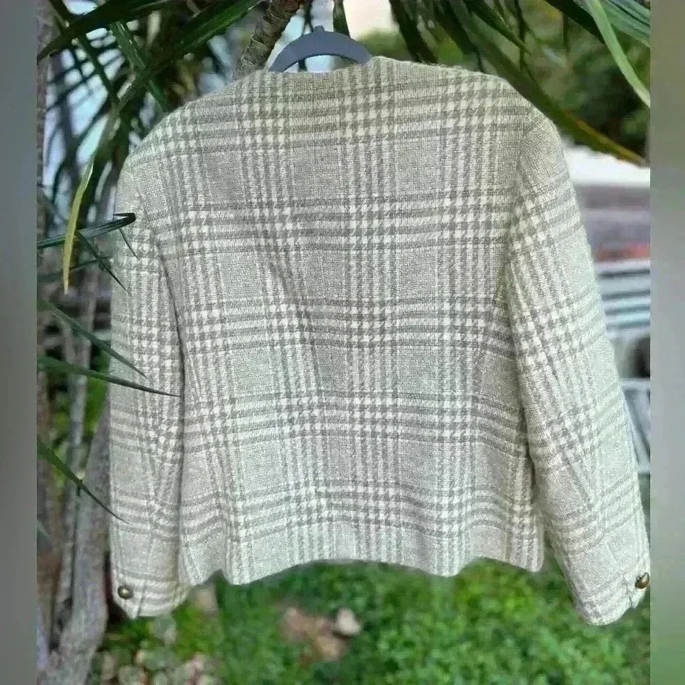 Pendleton Virgin Wool Plaid Houndstooth Blazer Jacket  Vintage Retro Grandma - Image 3