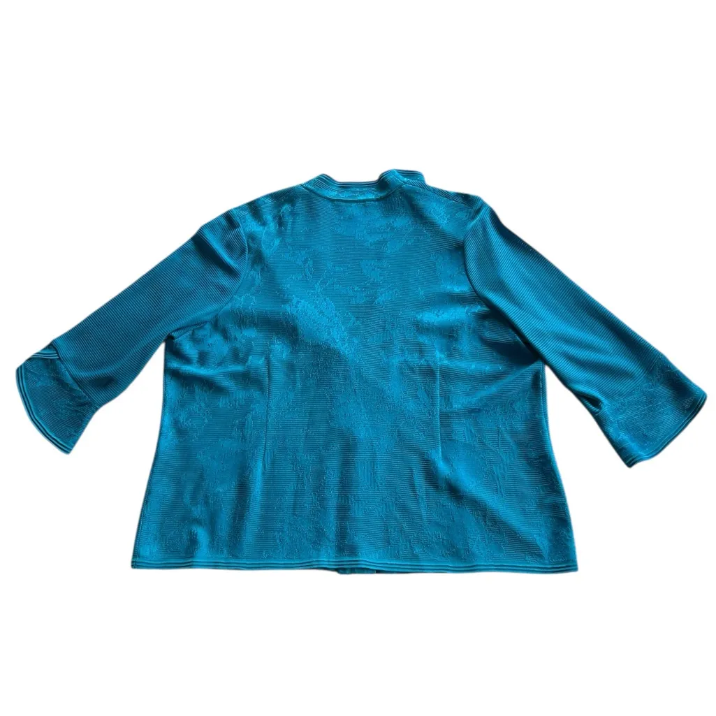 Ming Wang Vibrant Blue Textured Tonal Knit Split sleeve Jacket Size 2X - Image 8
