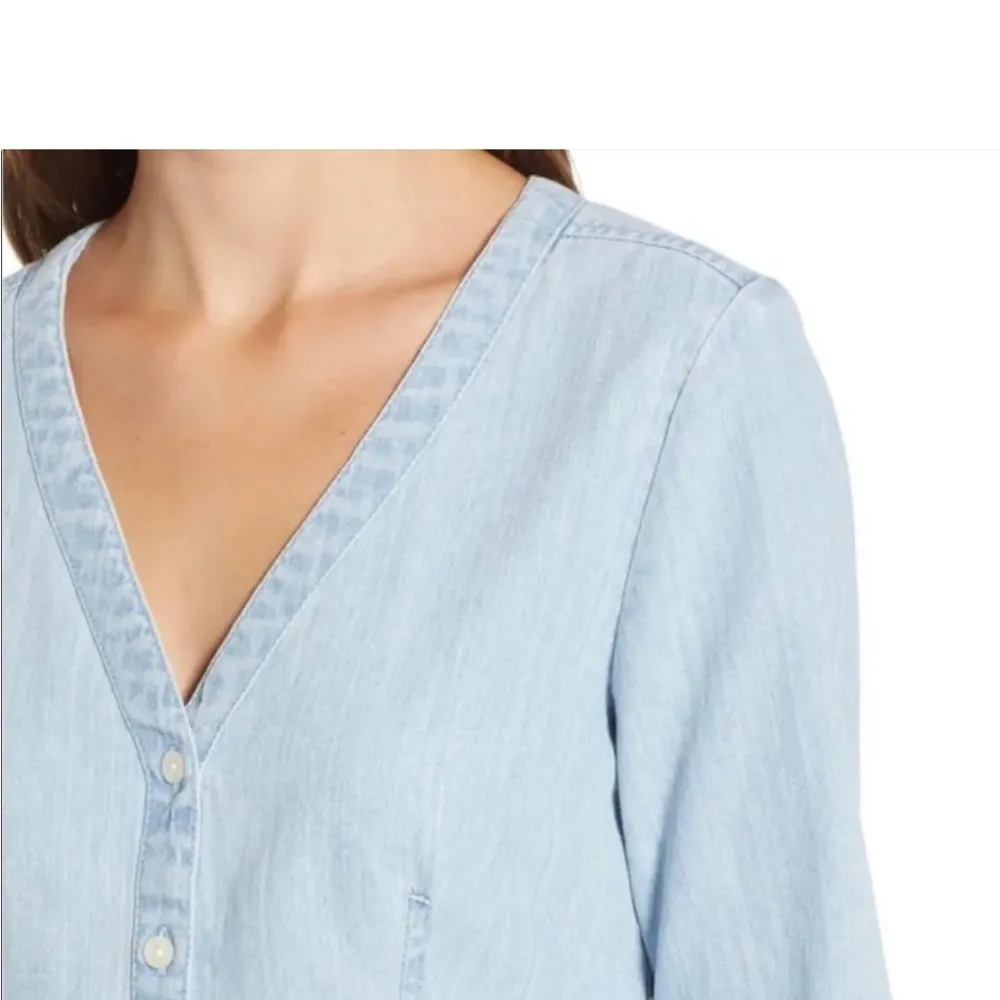 BP. Nordstrom V Neck Light Wash Chambray Shirt XS denim western button down - Image 7
