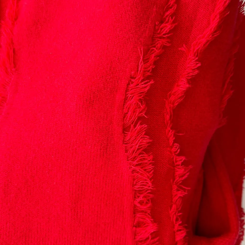 ontwelfth Red Fringey Sweater, Bright Red Knit Crewneck Sweater, Size Medium - Image 15