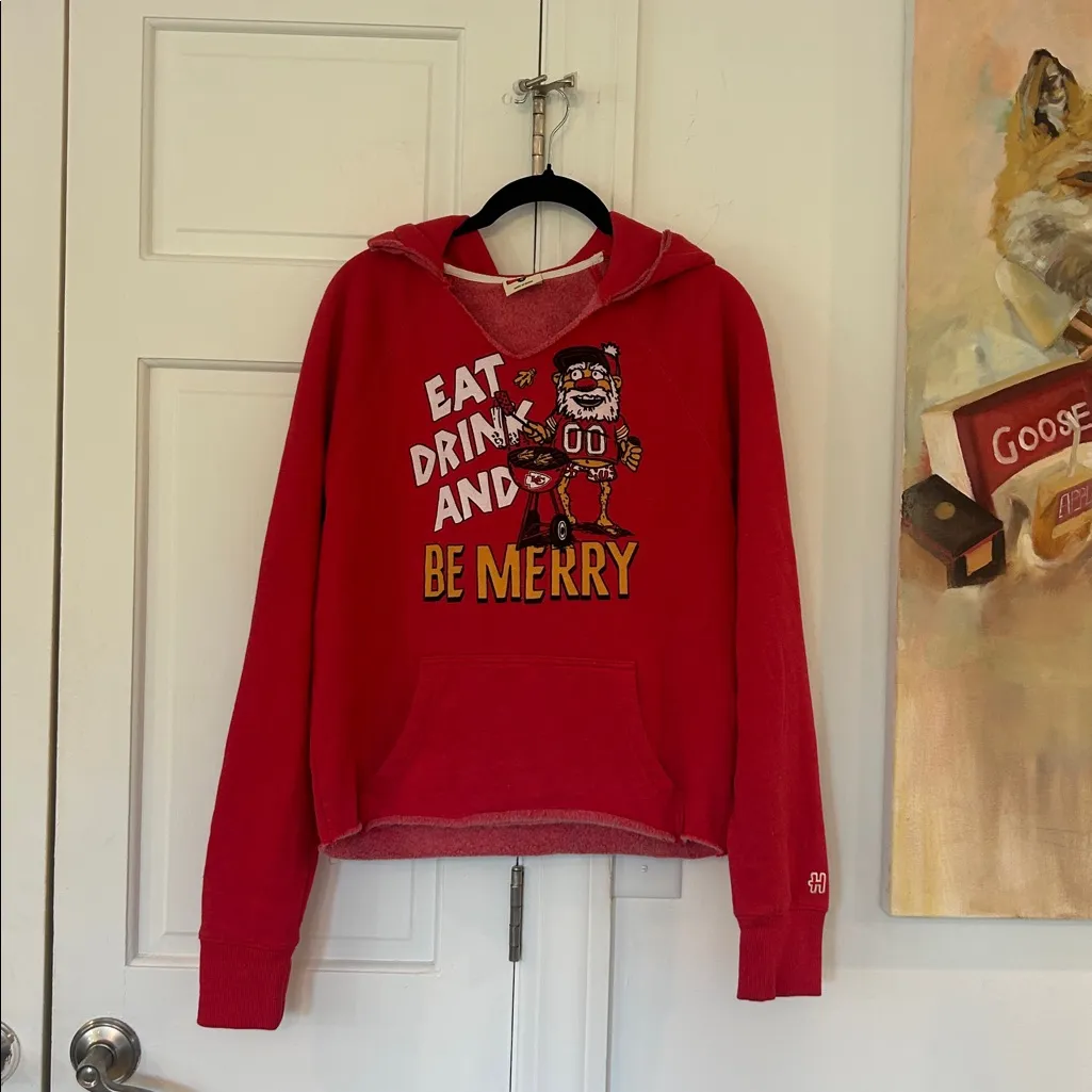 EUC Homage Kansas City KC K.C. Chiefs Christmas Holiday Sweatshirt Small Red - Image 2