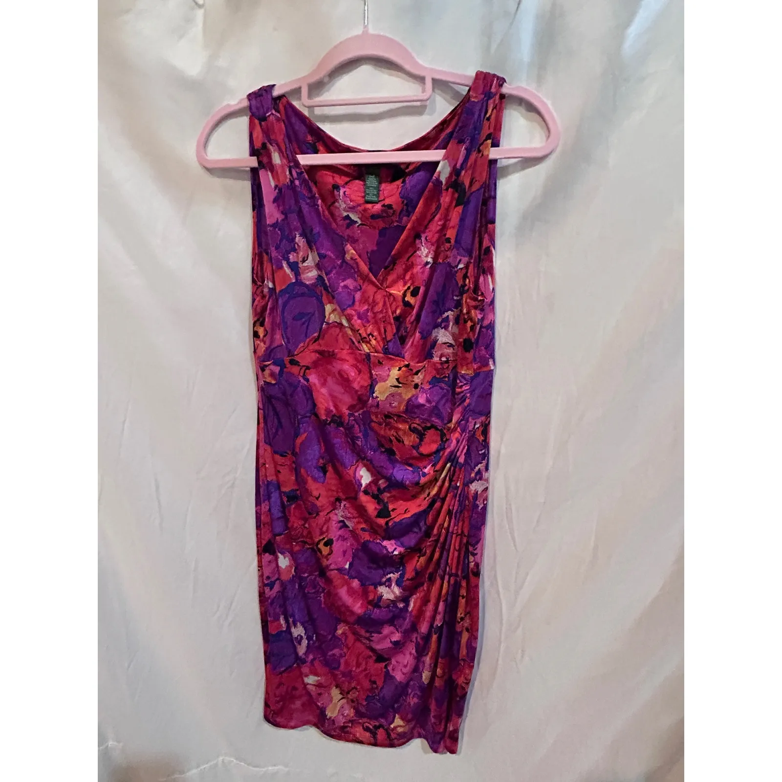 Lauren Ralph Lauren Womens Floral Print Sleeveless V Neck Sheath Dress 14P - Image 4