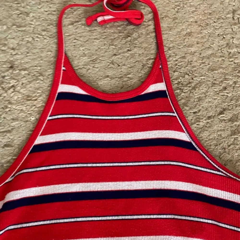 Mossimo Women’s Halter Mini Dress S Small Red White Blue Stripes 4th Of July - Image 2