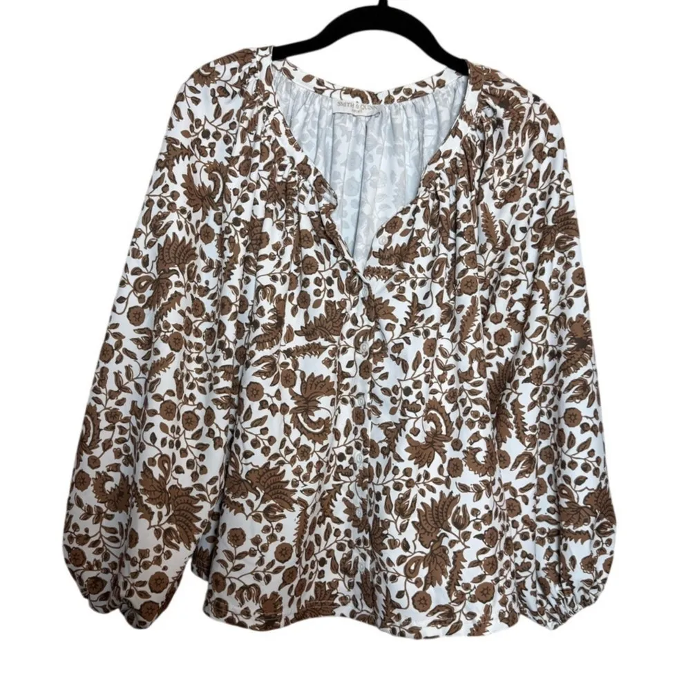 Smith & Quinn Dirty Dancing Balloon Sleeve Blouse Women’s Size S Brown - Image 2