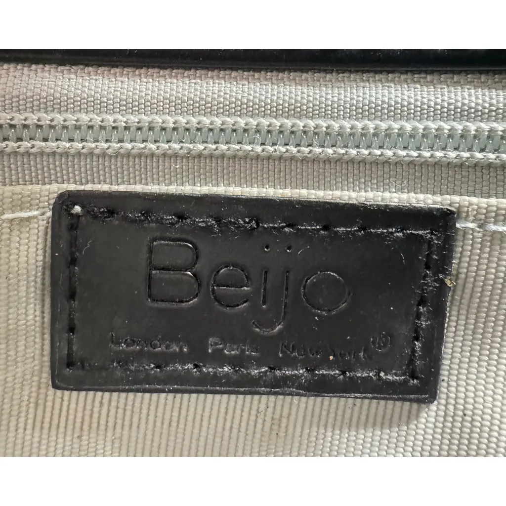 Beijo Handbag Clutch Shoulder Bag Champagne Patent Leather Vintage Silver Chain - Image 9