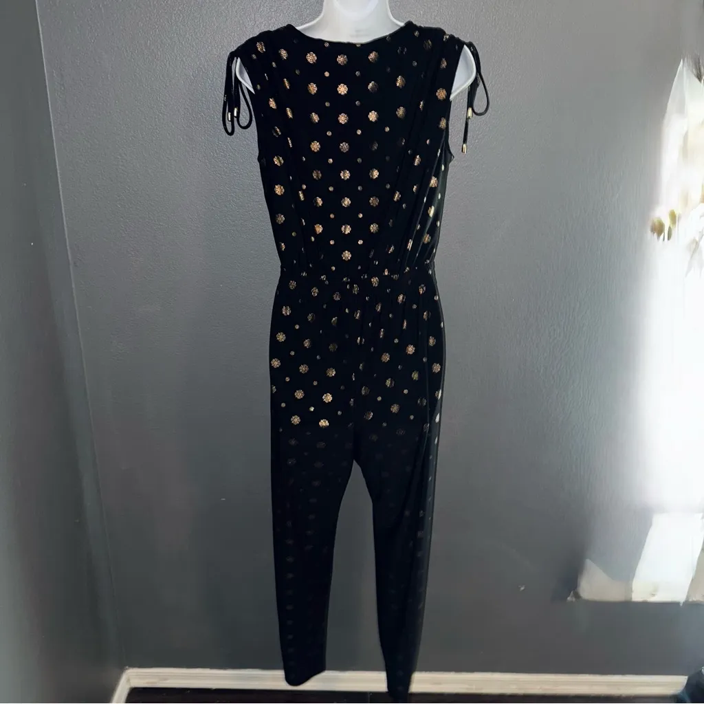 White House Black Market WHBM Black & Gold Sleeveless Jumpsuit Womens size Small - Image 8