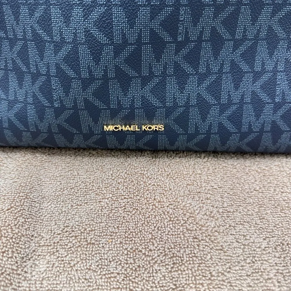 Michael Kors Jet Set Large Tote Bag Navy Blue MK Logo Shoulder Purse NWT - Image 5