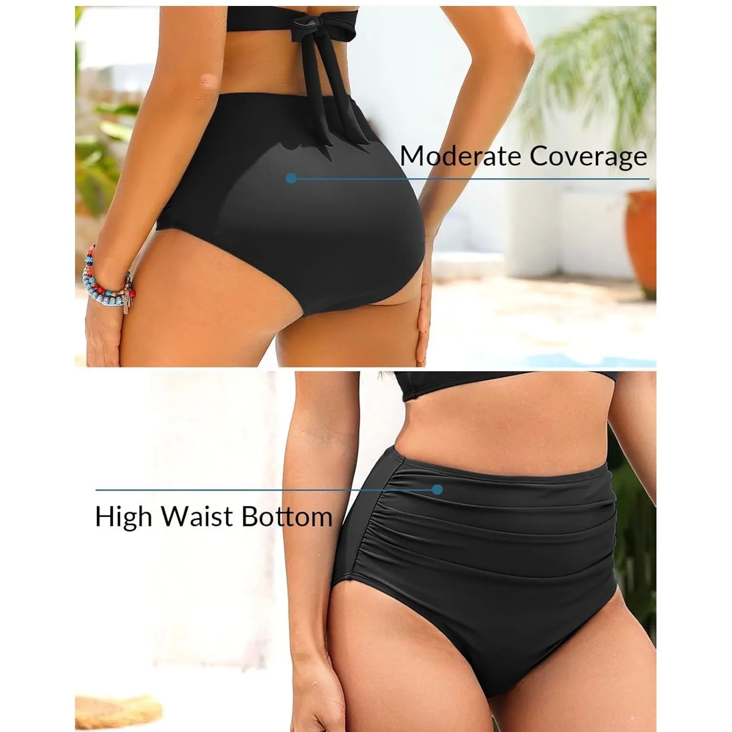 Tempt Me Black Halter Bikini Set | High-Waisted Tummy Control | Size Large | NWT - Image 8