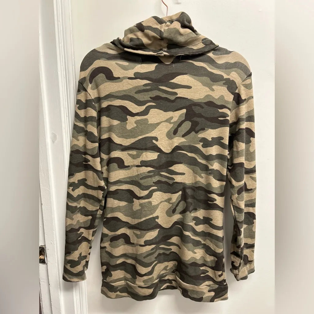 Camouflage Cowl Neck Sweater Green Size L - Image 3