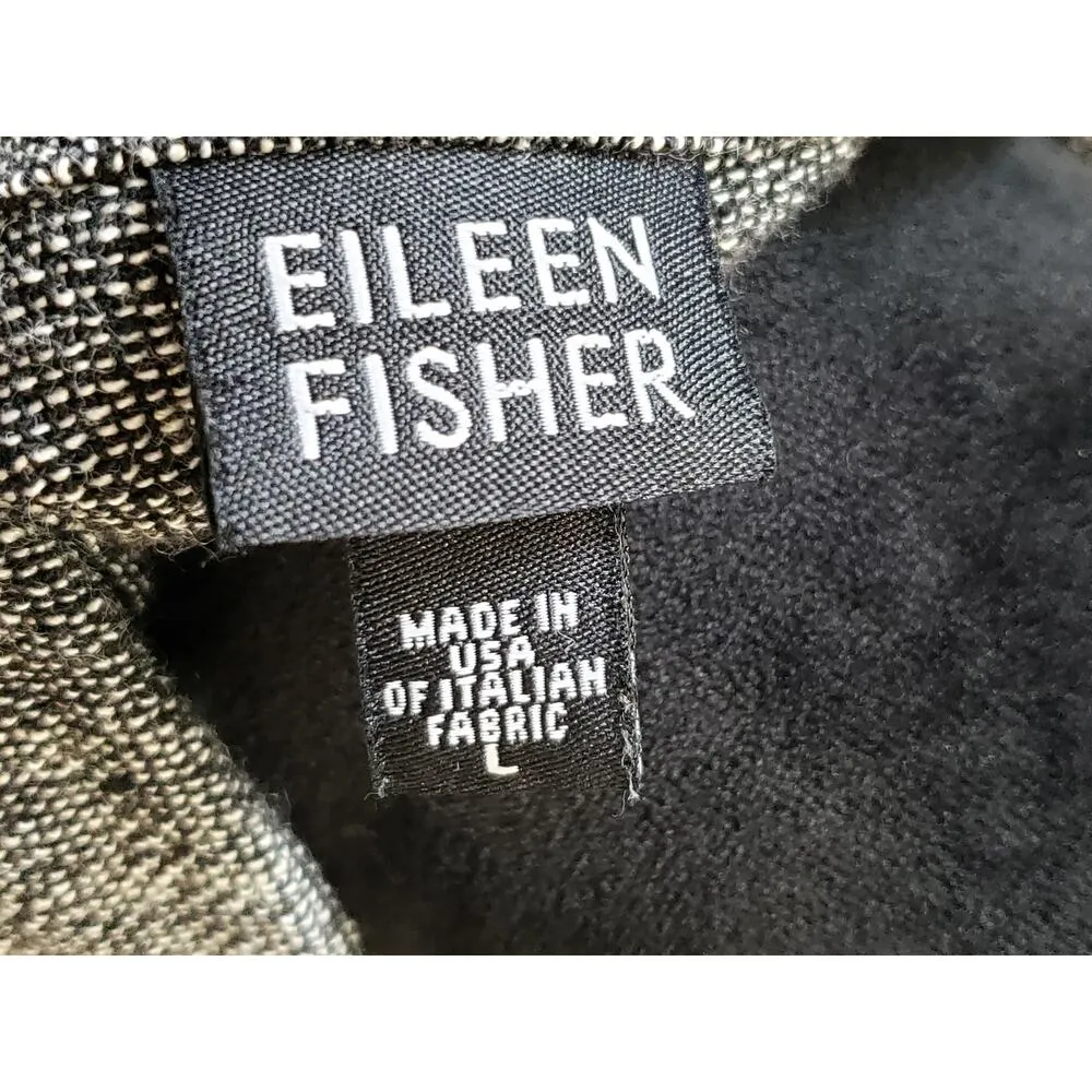 Eileen Fisher Button Down Shirt Women's Large Gray Solid Long Sleeve Collared - Image 3