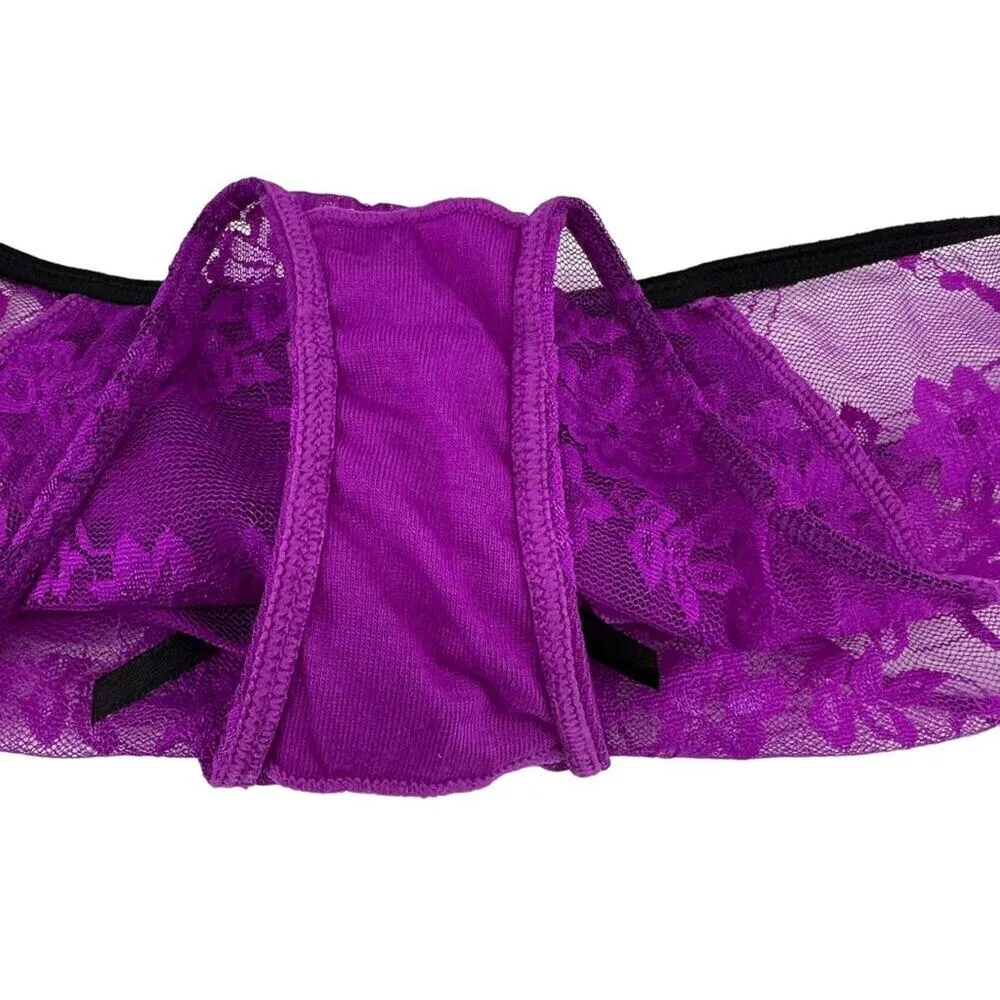 Dreamgirl Orchid Francesca Bustier Set Lace Ruffle Lingerie Size Medium Purple - Image 6