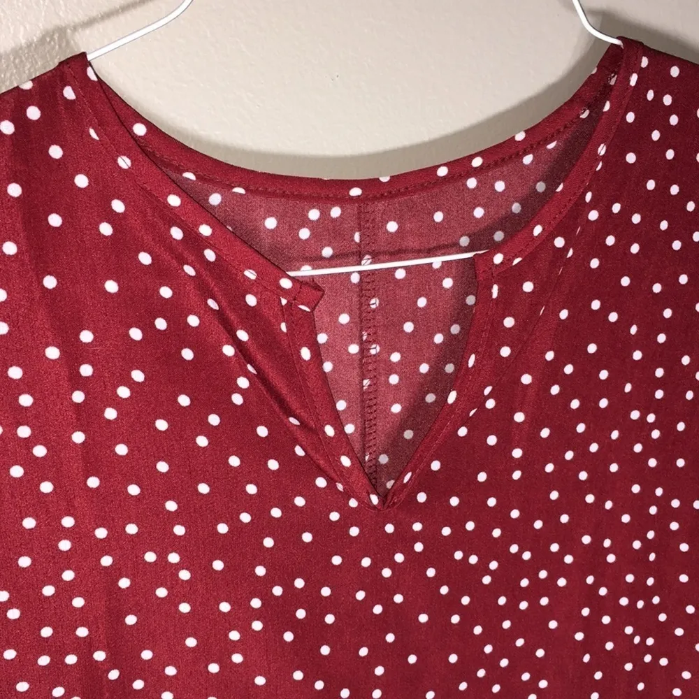 Red polkadot white Cocktail Dress Floral Sleeveless Dresses beach women dress Size M - Image 8