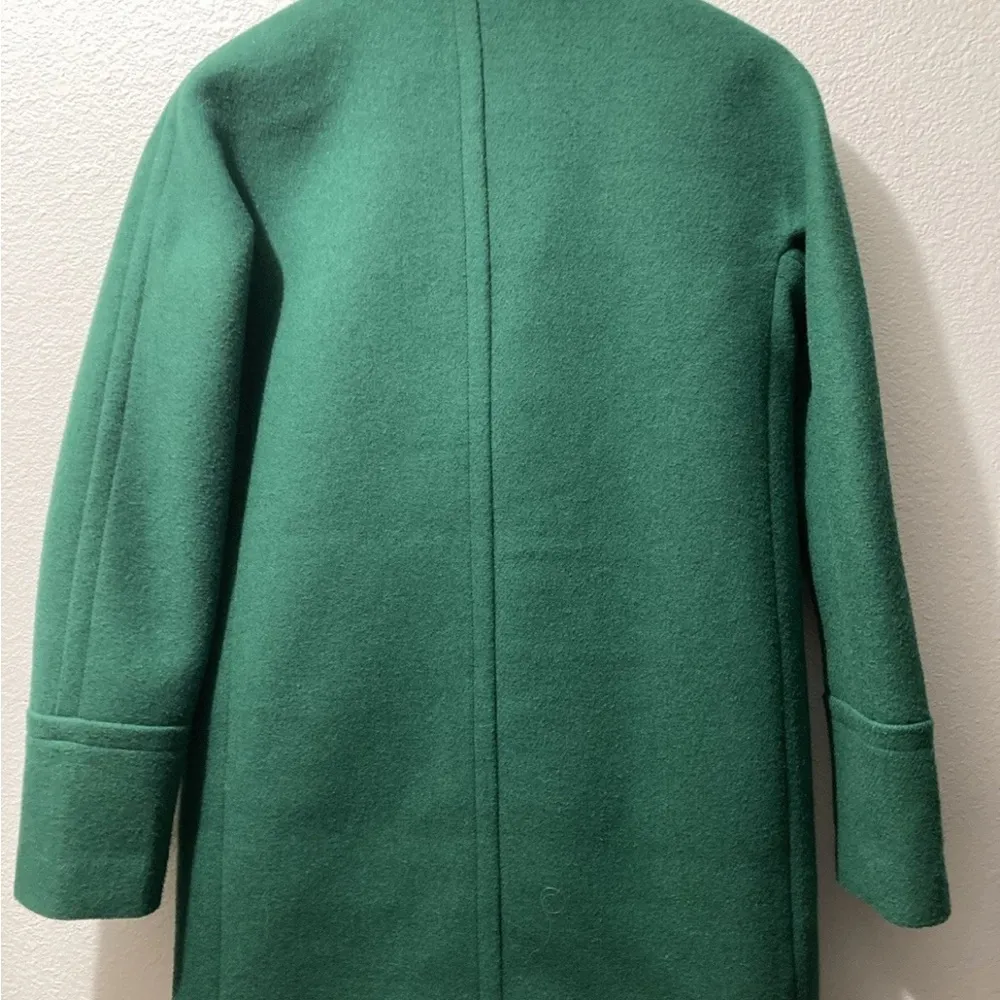 J. CREW City Coat Wool Blend Forest Green Jade size 00 - Image 4