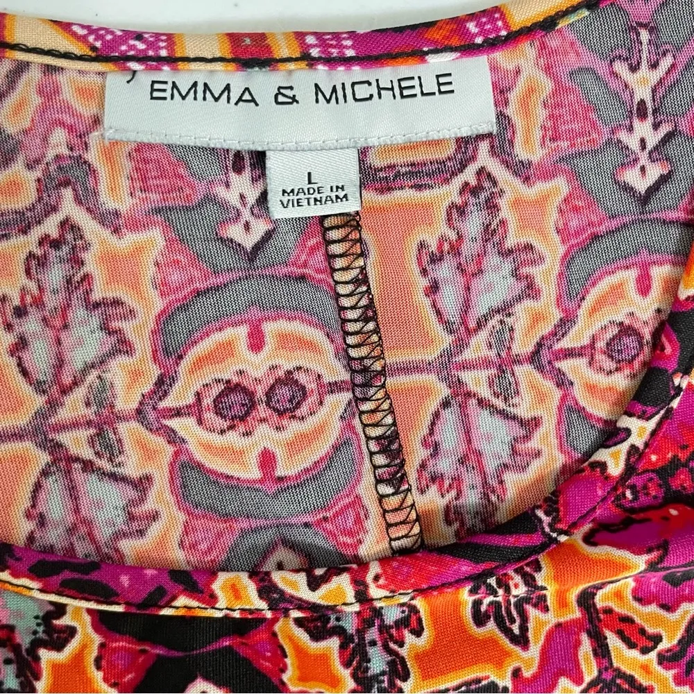 Emma & Michele Tribal Multicolor maxi dress, Pink, orange, black soft, size L - Image 8