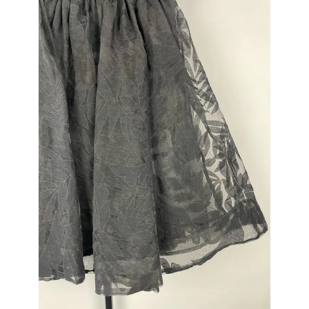 GUESS Strapless Fit n Flair Jacquard‎ Mesh Foliage Print Black Mini Dress Size 2 - Image 3